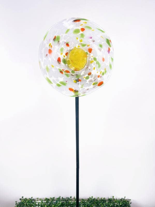 Chihuly Inspired Art Glass California Poppy flower stake: Assorted