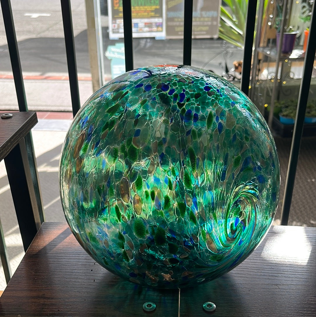 10" Art Glass Solar LED Orb