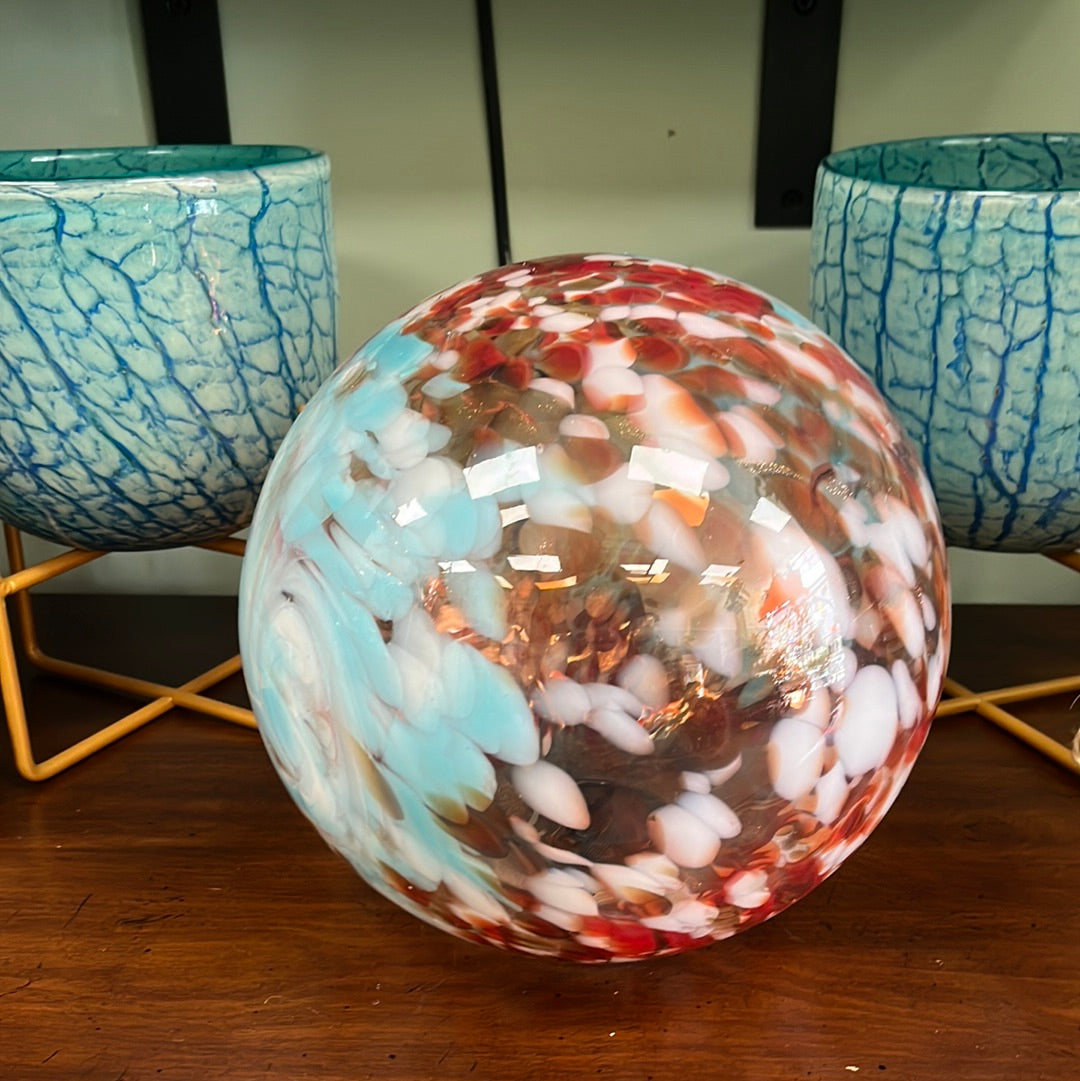 10" Art Glass Solar LED Orb