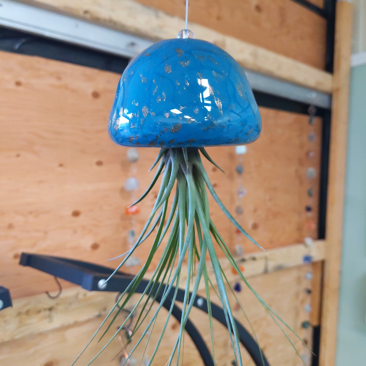Teal/Gold Blown Glass Jellyfish Air Plant Holders