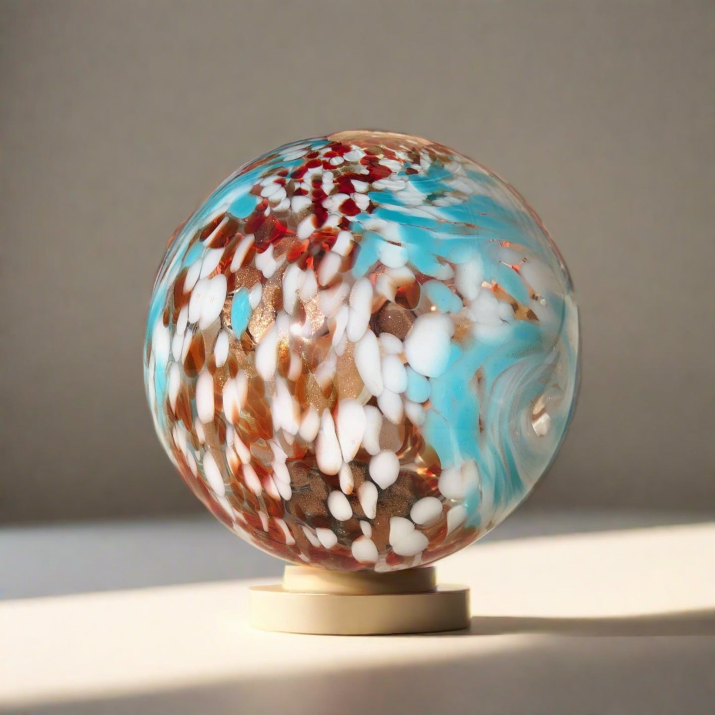 10" Art Glass Solar LED Orb