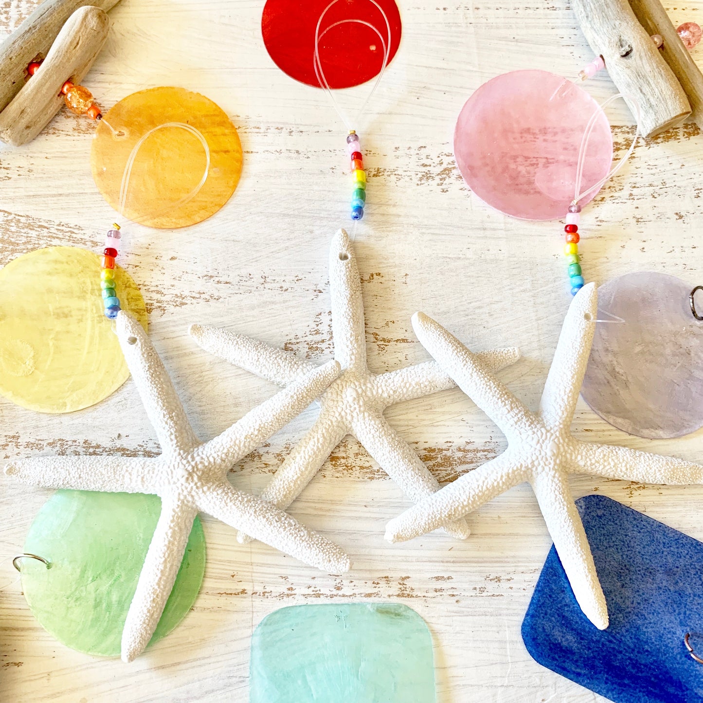 Rainbow bead starfish ornaments