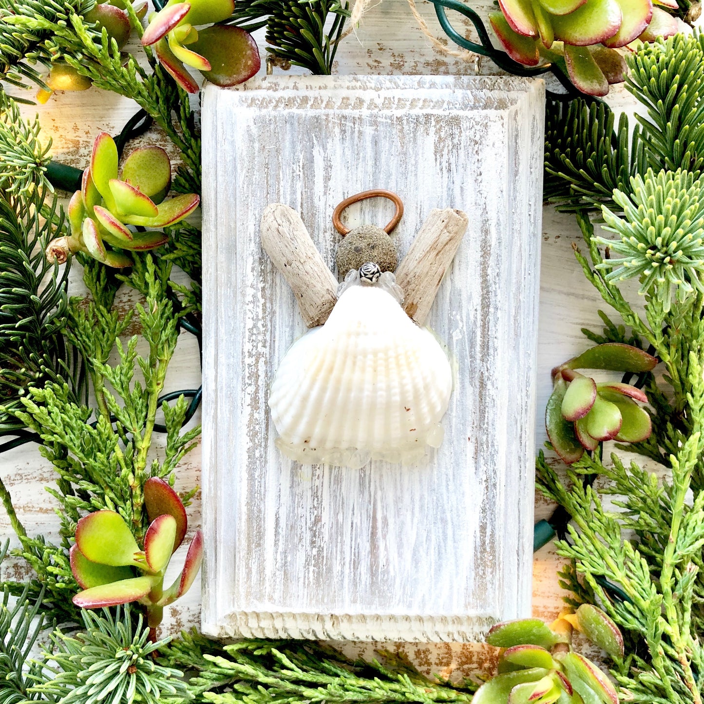 Sea Shell Angels on a Wood Frame