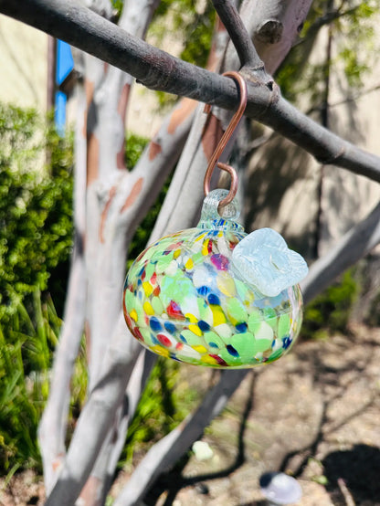 Handblown Art Glass Humming Bird Feeder Small