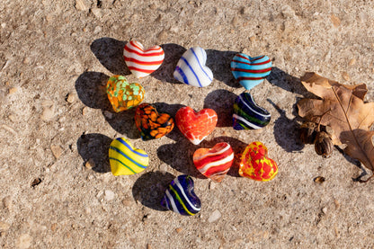 Glass Pocket Hearts - Choose From Three Color Schemes: Multi-Color