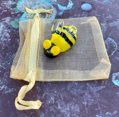 Glass Bee Sitter Miniature Sitter Collectible
