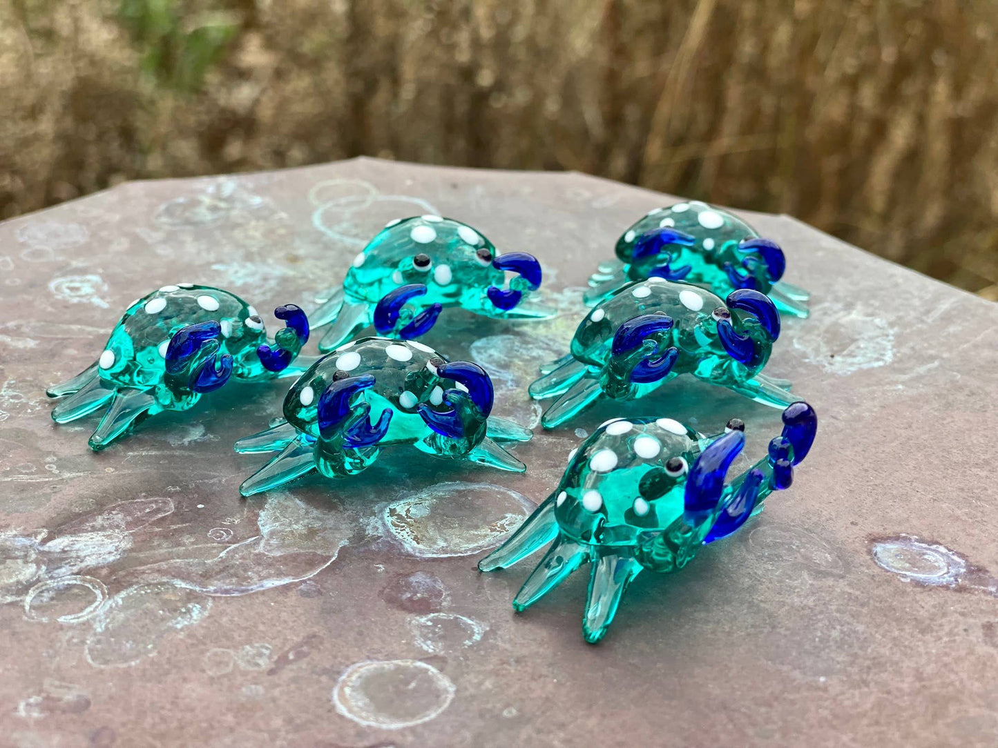 Glass Crab Sitter Miniature Sitter Collectible