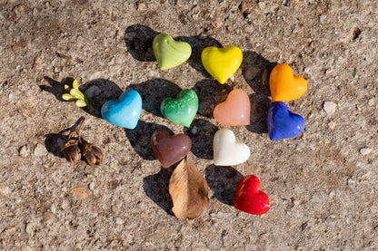 Glass Pocket Hearts - Choose From Three Color Schemes: Rainbow