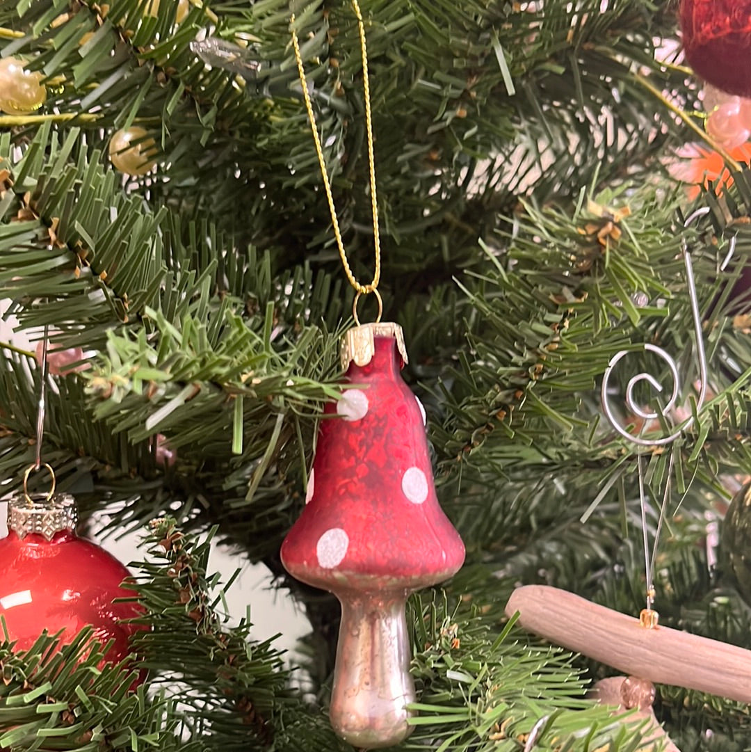 Handblown Mercury Glass Mushroom Ornaments