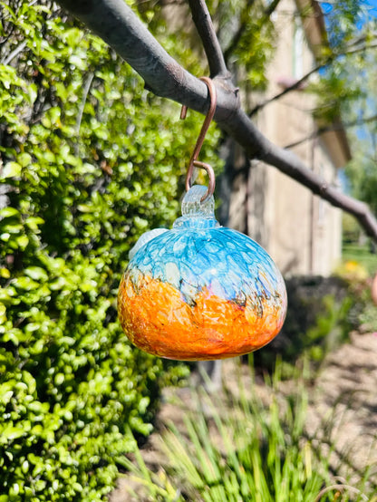 Handblown Art Glass Humming Bird Feeder Small