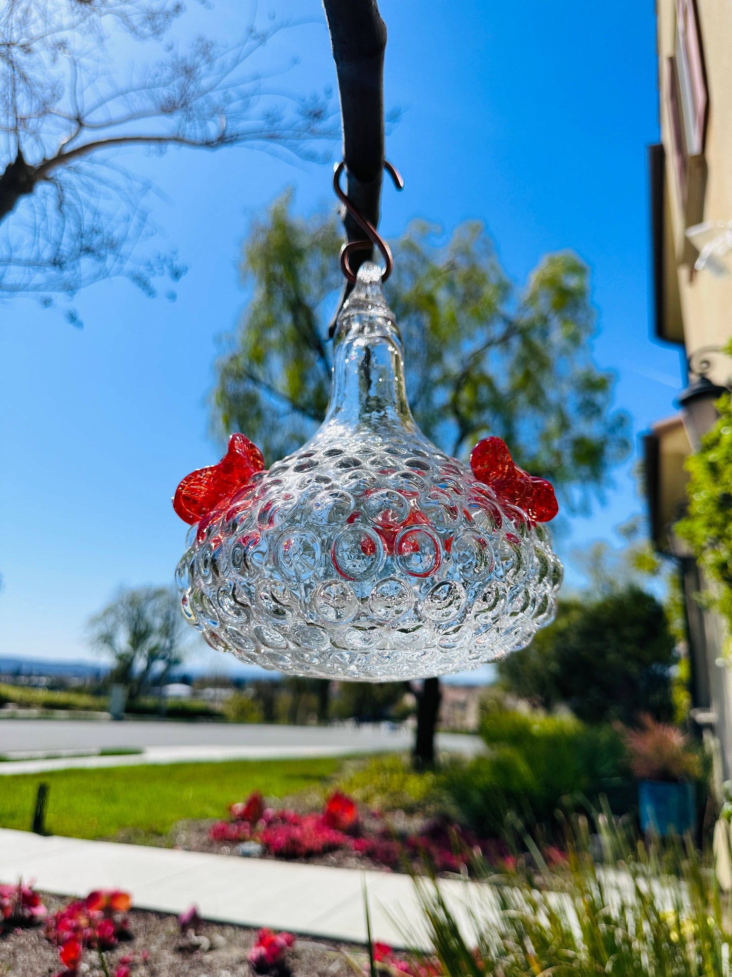 Art Glass Humming bird feeder Large: Assorted Color