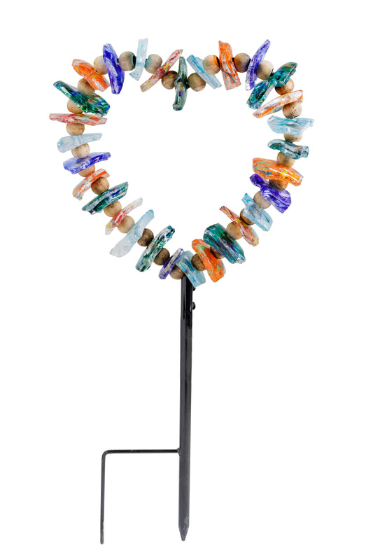 Heart Shape Art Glass Stake