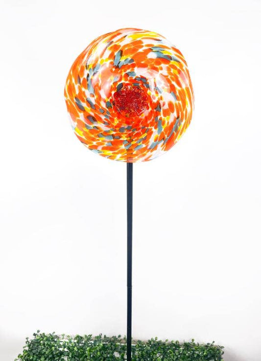Chihuly Inspired Art Glass California Poppy flower stake: Assorted
