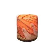 5" Apricot Mint Blown Art Glass Planter