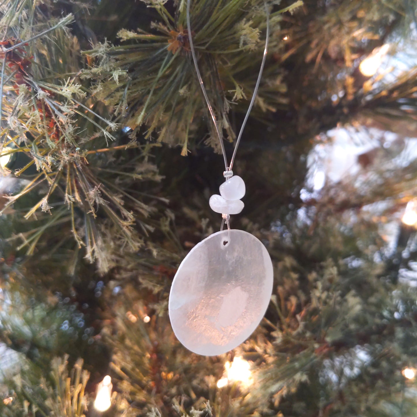Mini Capiz Crystal Quartz Christmas Ornament