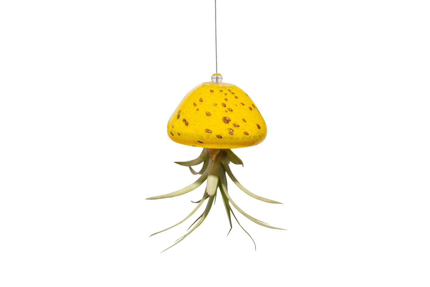 Yellow/Gold Hand Blown Jellyfish Glass Air Plant Holder (no plants)