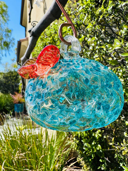 Handblown Art Glass Humming Bird Feeder Small