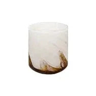 5" Apricot Mint Blown Art Glass Planter