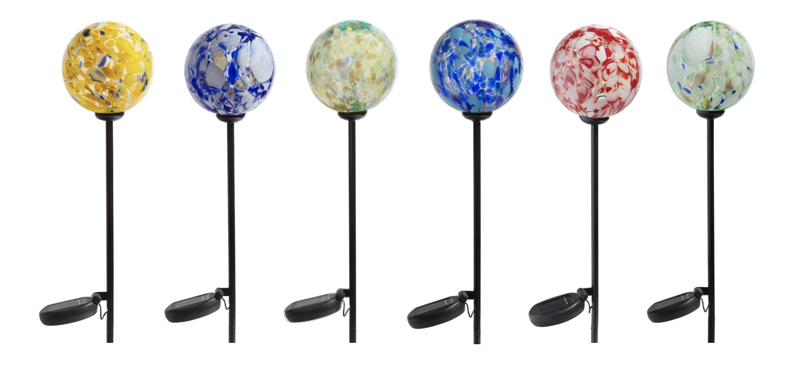 4" Assorted Solar LED Orb Stake
